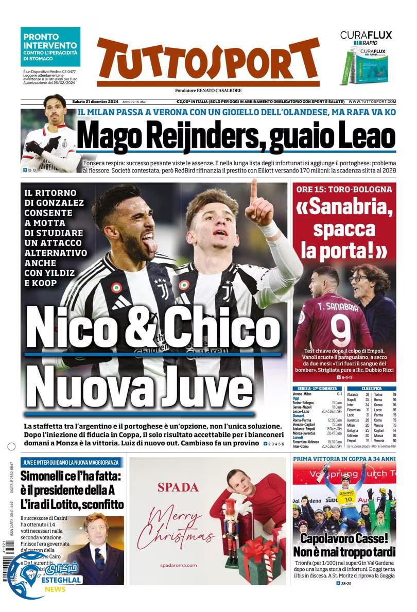 روزنامه ورزشی توتو اسپورت شنبه 1 دی 1403 