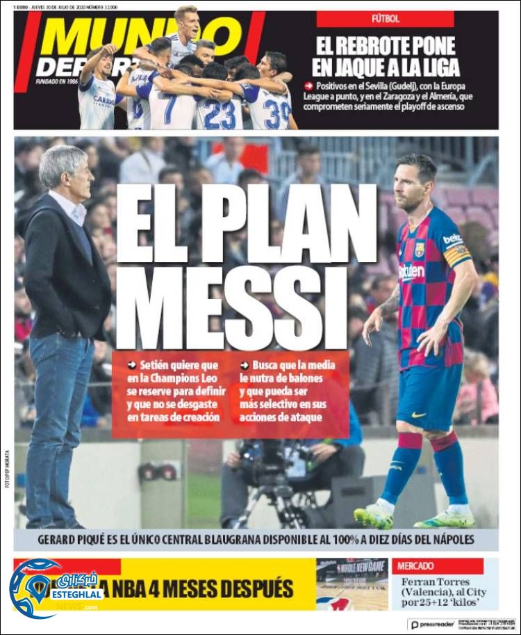 روزنامه ورزشی موندو دپورتیوو پنجشنبه 9 مرداد 1399