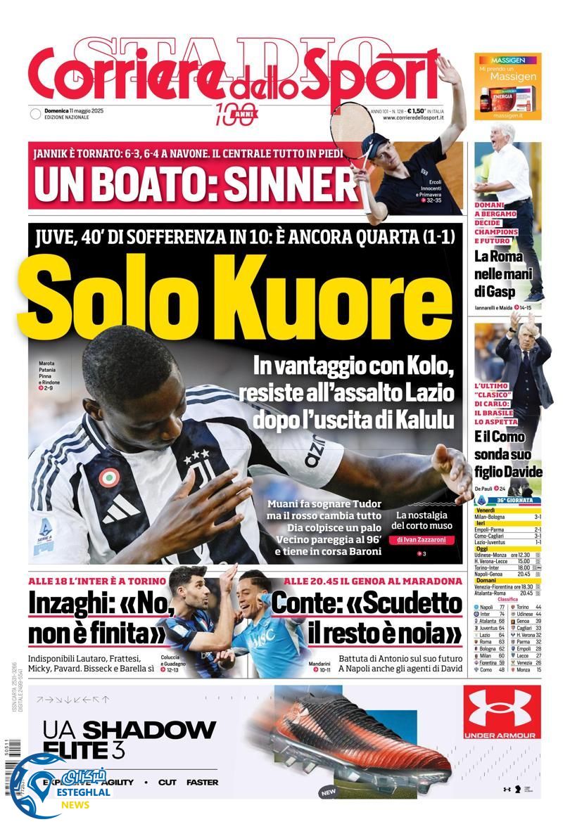 روزنامه ورزشی کوریره دلو اسپورت یکشنبه 21 اردیبهشت 1404  