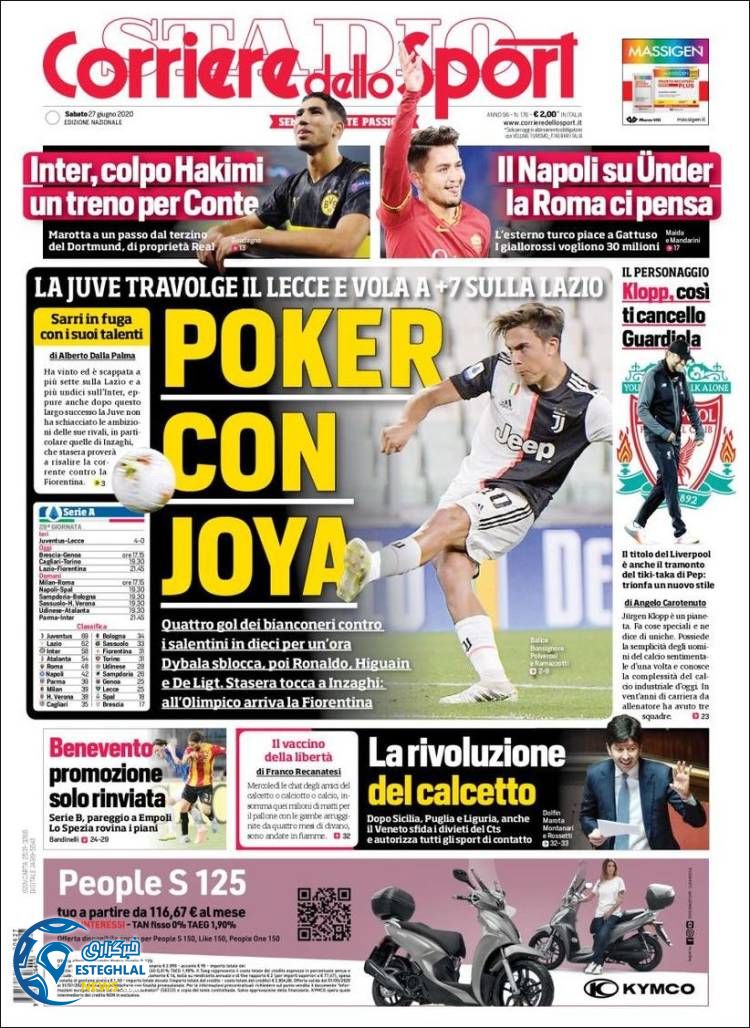 روزنامه ورزشی کوریره دلو اسپورت شنبه 7 تیر 1399