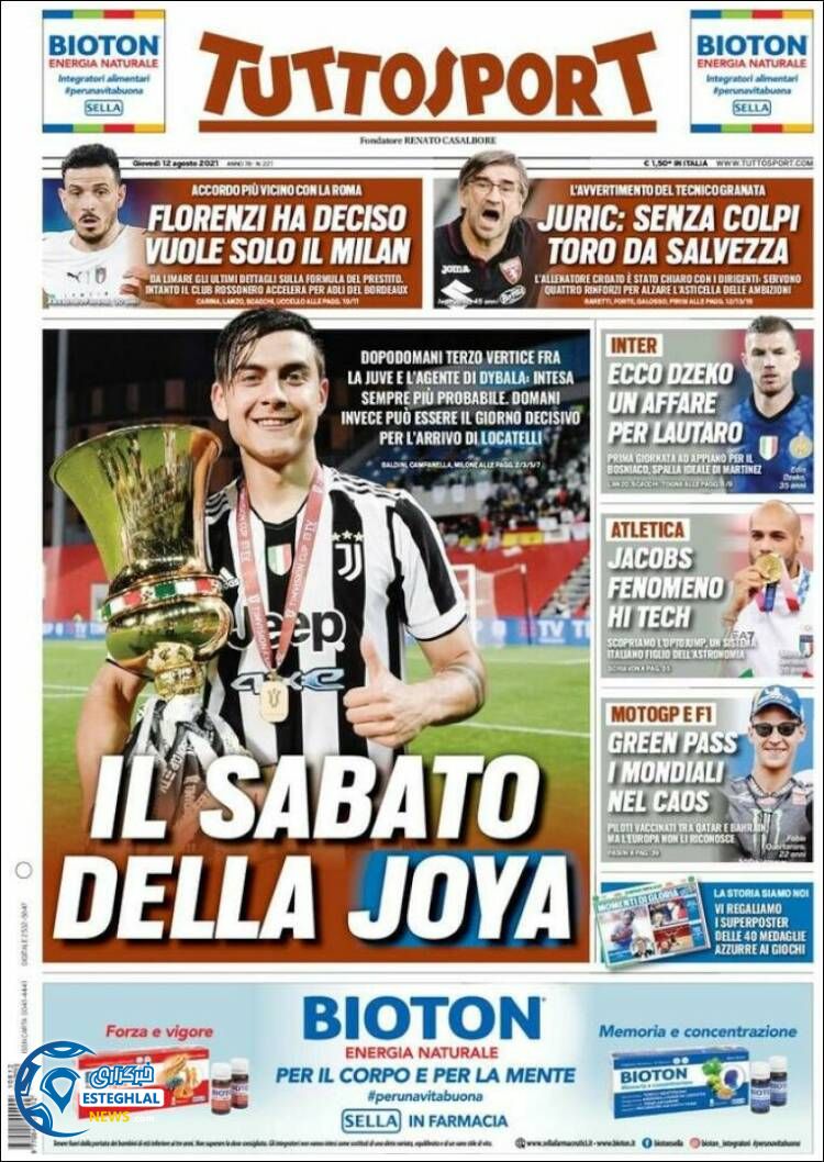 روزنامه ورزشی توتو اسپورت پنجشنبه 21 مرداد 1400