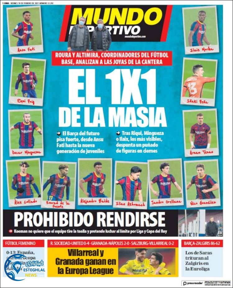 روزنامه ورزشی موندو دپورتیوو جمعه 1 اسفند  1399