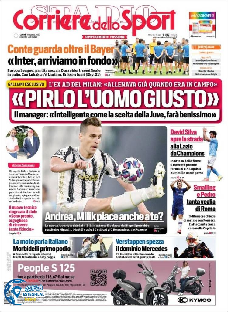 روزنامه ورزشی کوریره دلو اسپورت دوشنبه 20 مرداد 1399