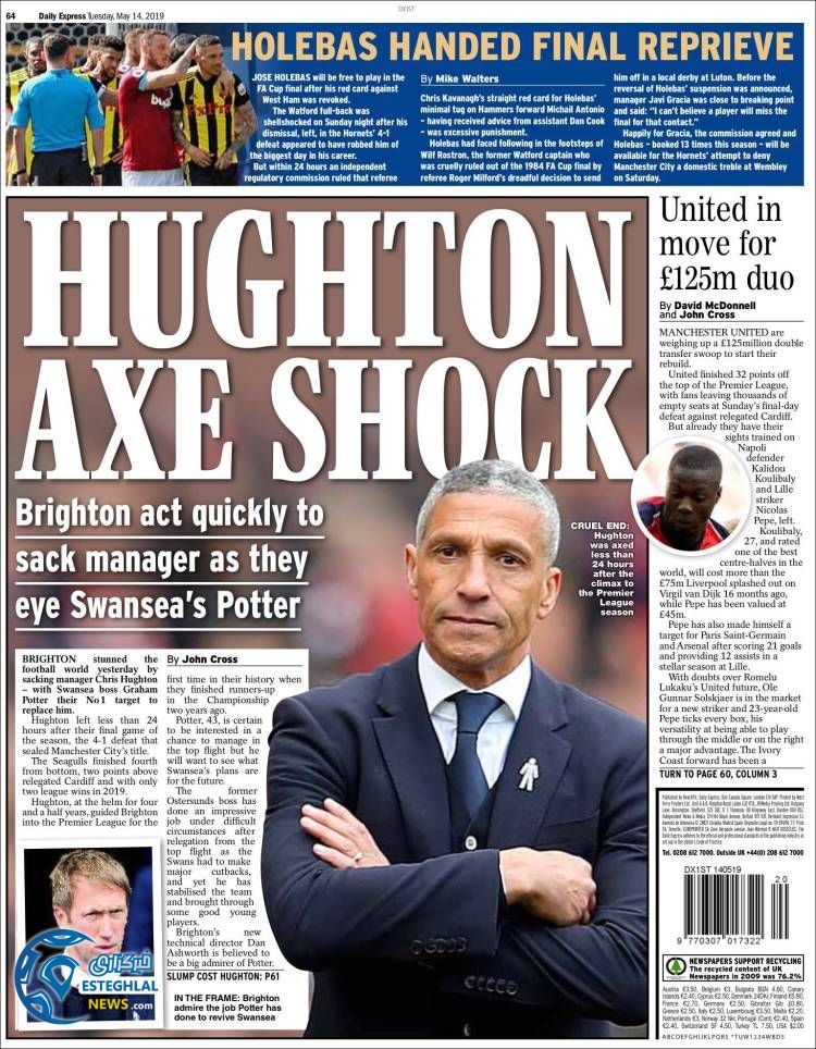 روزنامه ورزشی اکسپرس اسپورت سه شنبه 24 اردیبهشت 1398