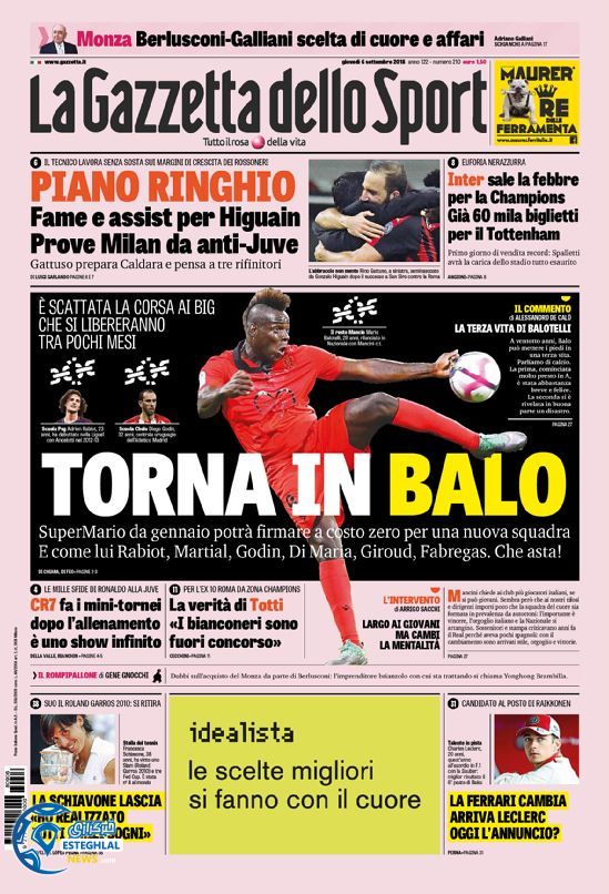 روزنامه ورزشی گاتزتا دلو اسپورت پنجشنبه 15 شهریور 1397