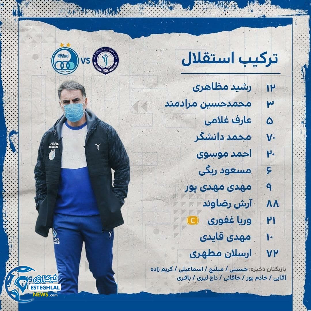 ترکیب استقلال مقابل گل گهر سیرجان