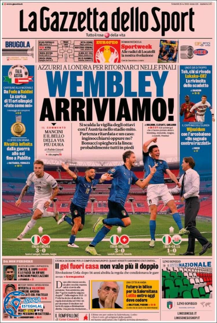 روزنامه ورزشی کوریره دلو اسپورت جمعه 4 تیر 1400