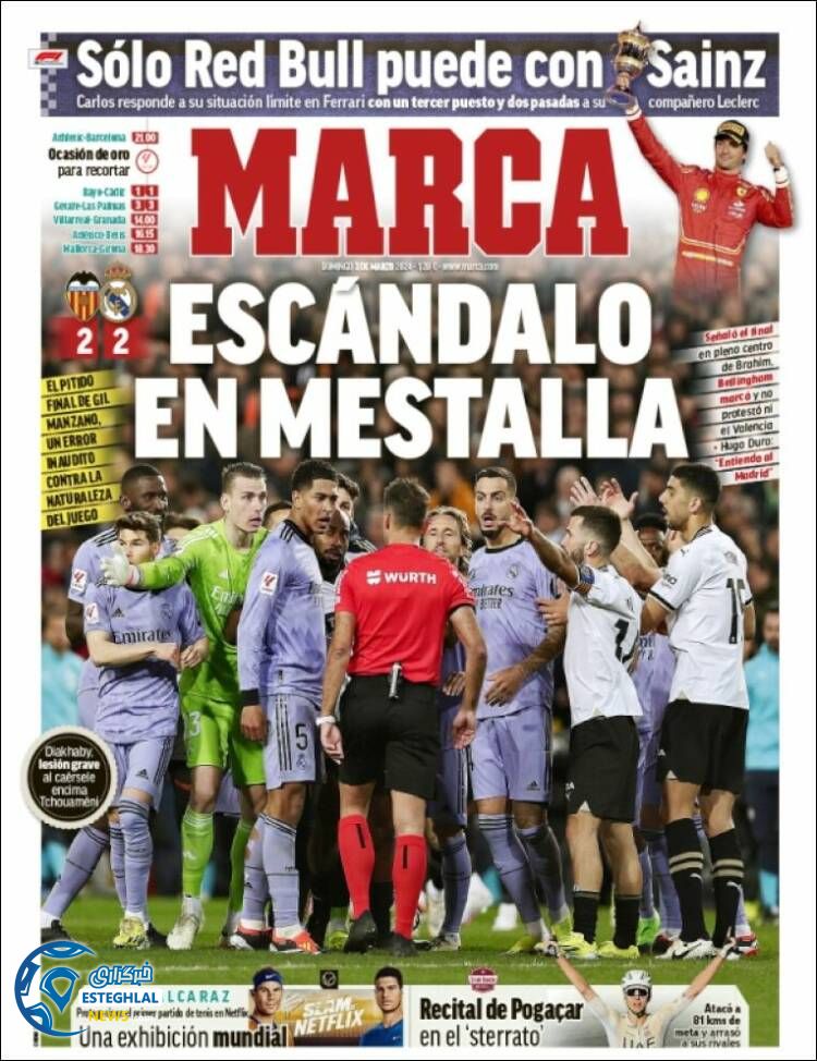 روزنامه  ورزشی مارکا یکشنبه 13 اسفند 1402 