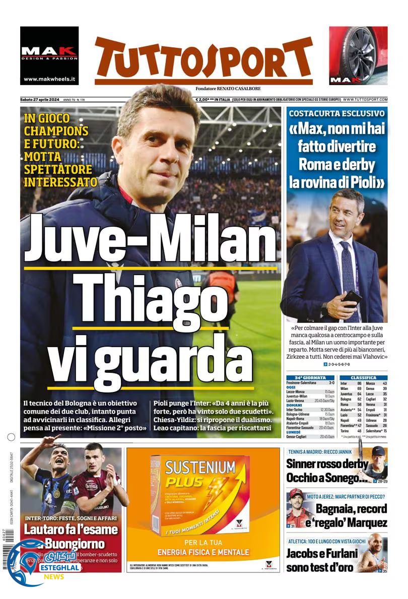 روزنامه ورزشی ;توتو اسپورت شنبه 8 اردیبهشت 1403 