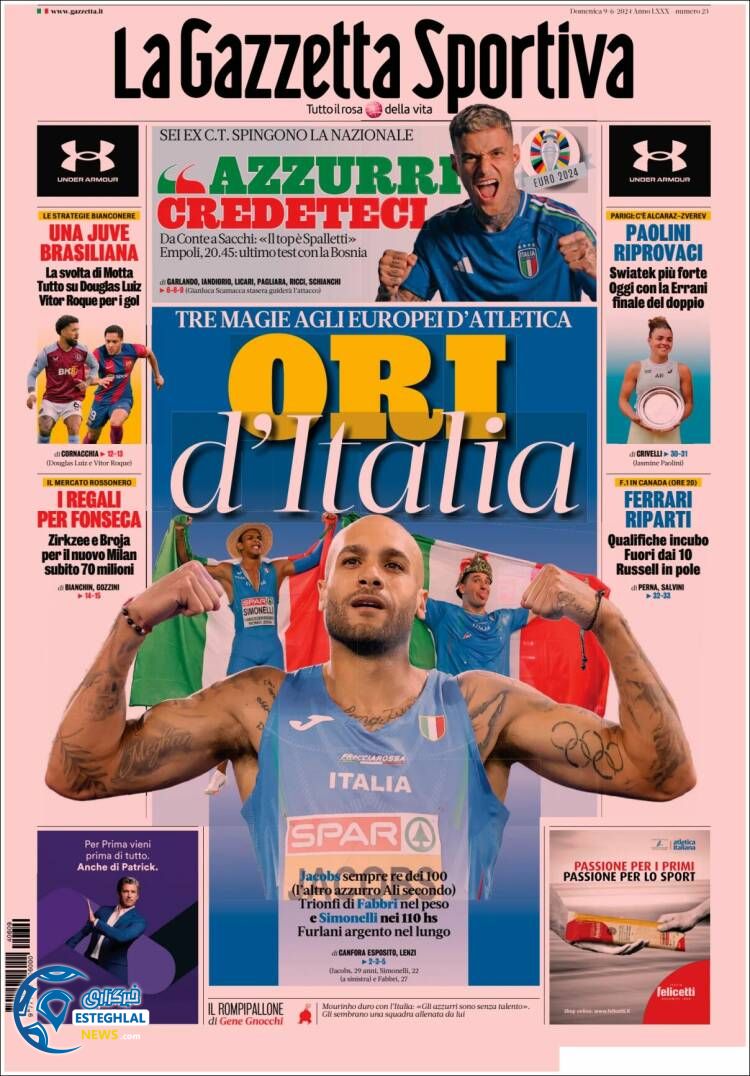 روزنامه  ورزشی گاتزتا دلو اسپورت یکشنبه 20 خرداد 1403 