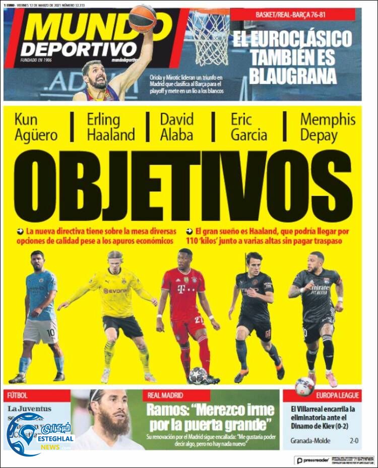 روزنامه ورزشی موندو دپورتیوو جمعه 22 اسفند 1399