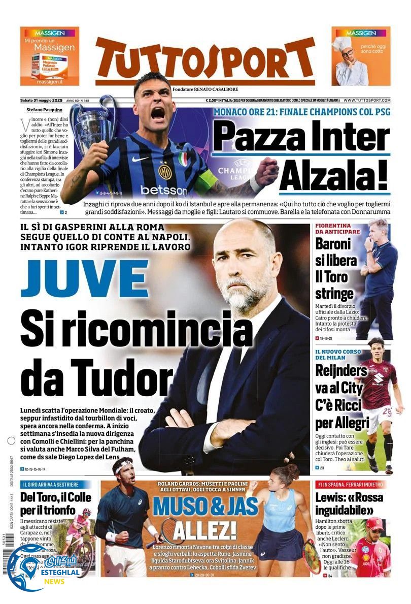 روزنامه ورزشی توتو اسپورت شنبه 10 خرداد 1404 