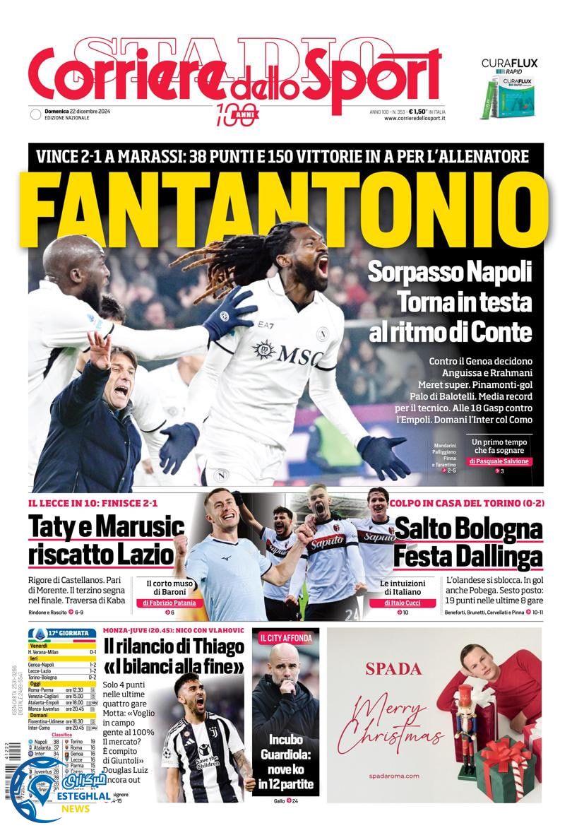 روزنامه  ورزشی کوریره دلو اسپورت یکشنبه 2 دی 1403 