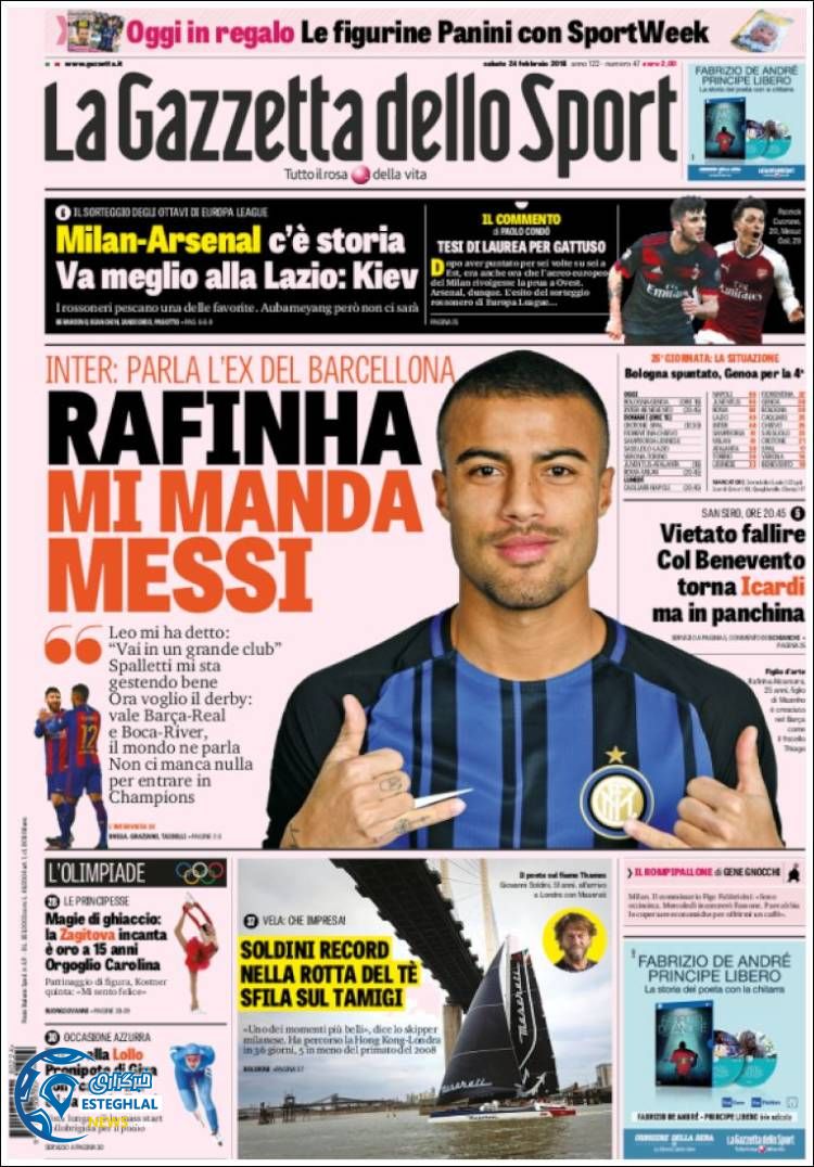 روزنامه گاتزتا دلو اسپورت شنبه 5 اسفند 1396