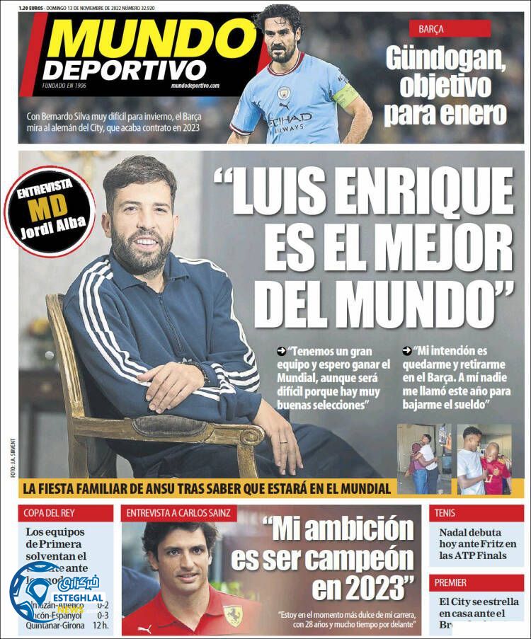 روزنامه ورزشی موندو دپورتیوو یکشنبه 22 آبان 1401 