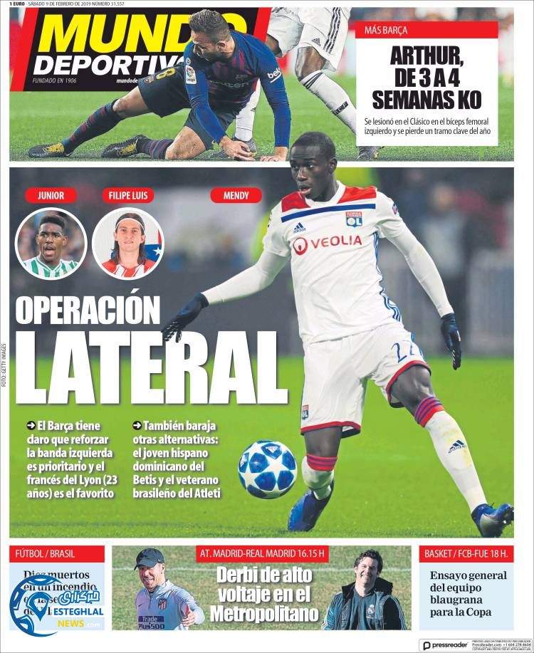 روزنامه ورزشی موندو دپورتیوو شنبه 20 بهمن 1397