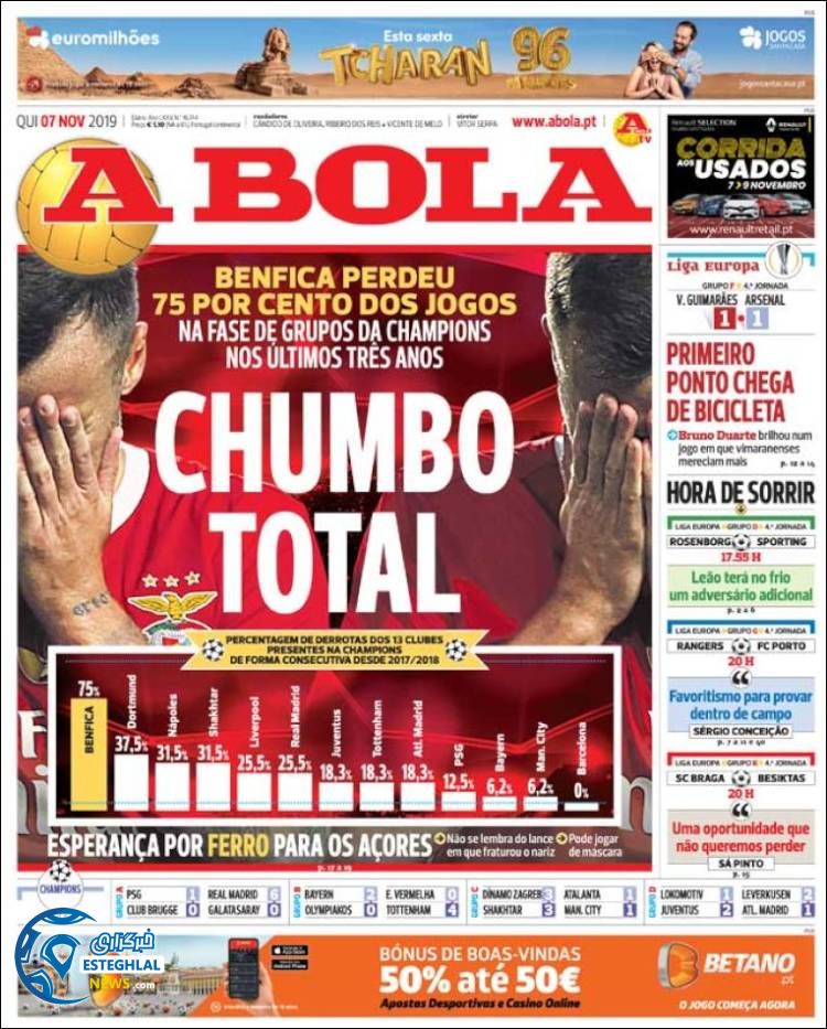 روزنامه ورزشی آبولا پنجشنبه 16 آبان 1398