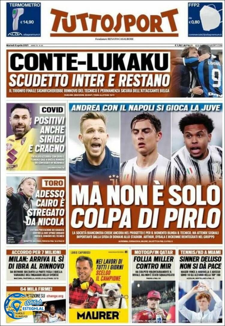 روزنامه ورزشی توتو اسپورت سه شنبه 17 فروردین 1400