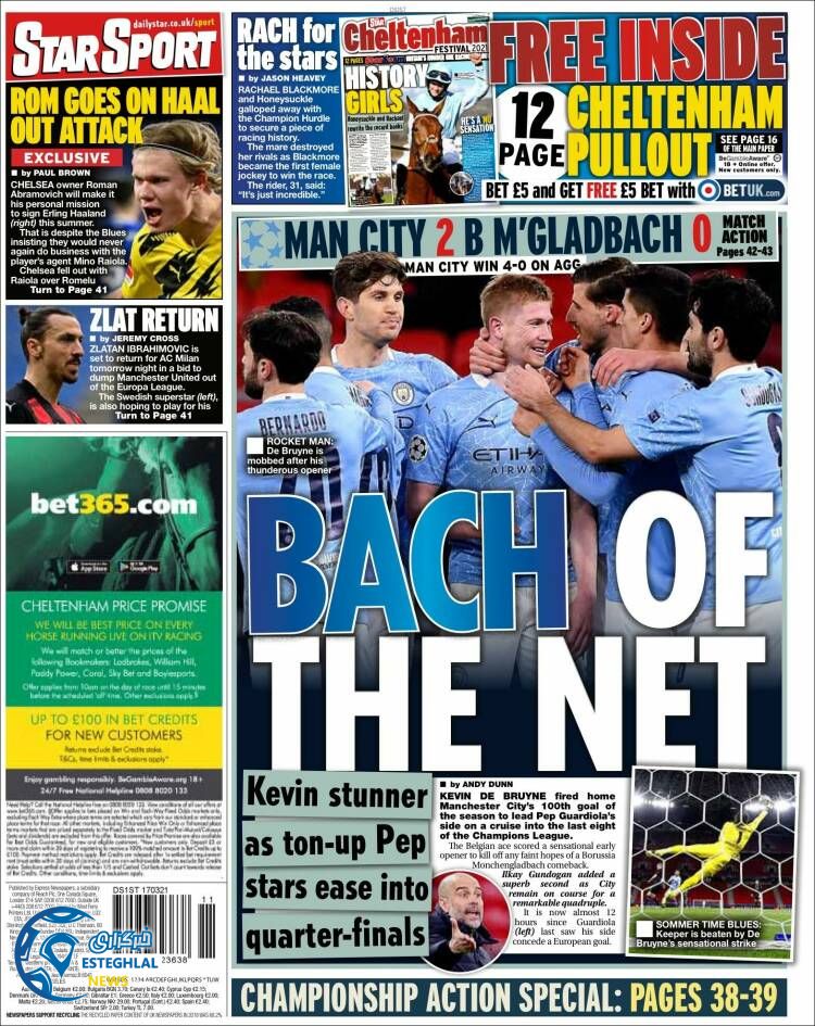 روزنامه ورزشی استار اسپورت چهارشنبه 27 اسفند 1399