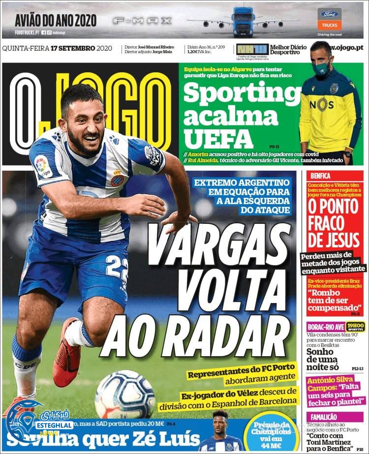 روزنامه ورزشی جوگو پنجشنبه 27 شهریور 1399