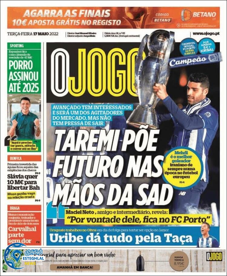 روزنامه ورزشی اوجوگو سه شنبه 27 اردیبهشت 1401