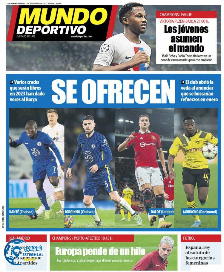 روزنامه ورزشی مونوندو دپورتیوو سه شنبه 10 آبان 1401 