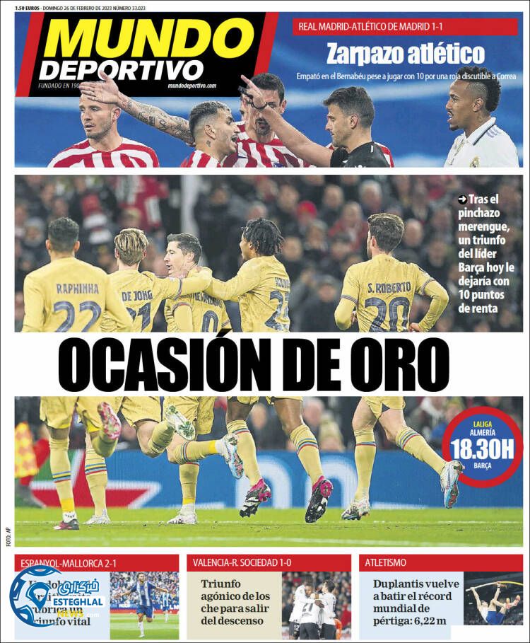 روزنامه ورزشی موندودپورتیوو یکشنبه 7 اسفند 1401 