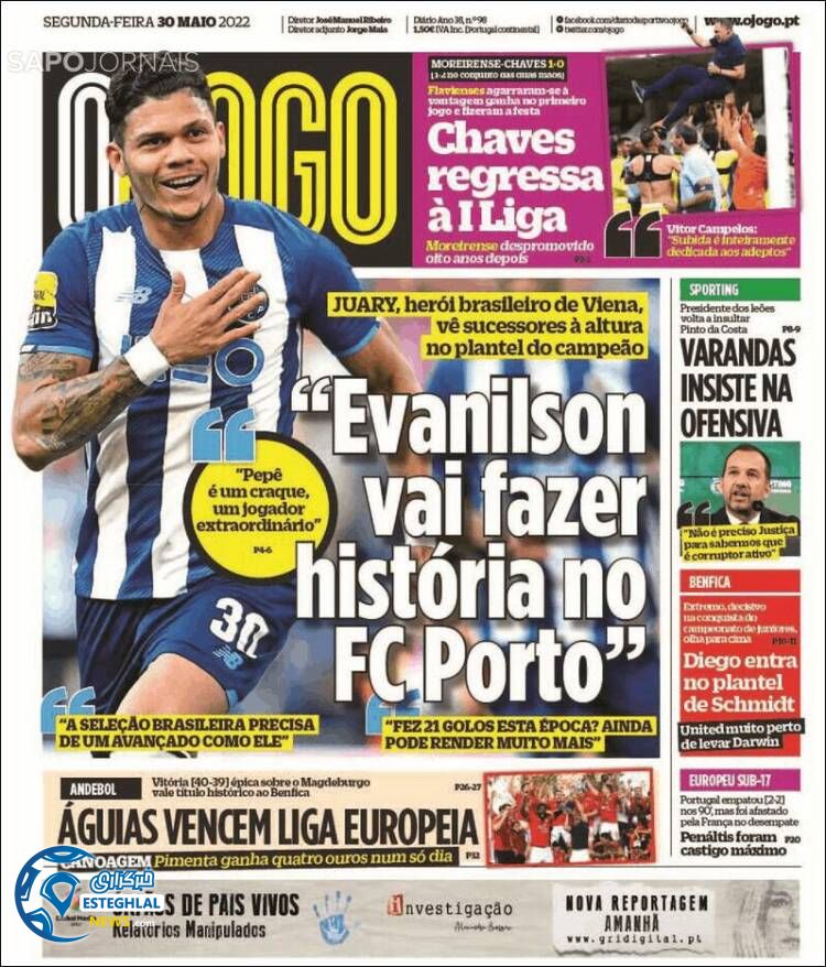 روزنامه ورزشی اوجوگو دوشنبه 9 خرداد 1401