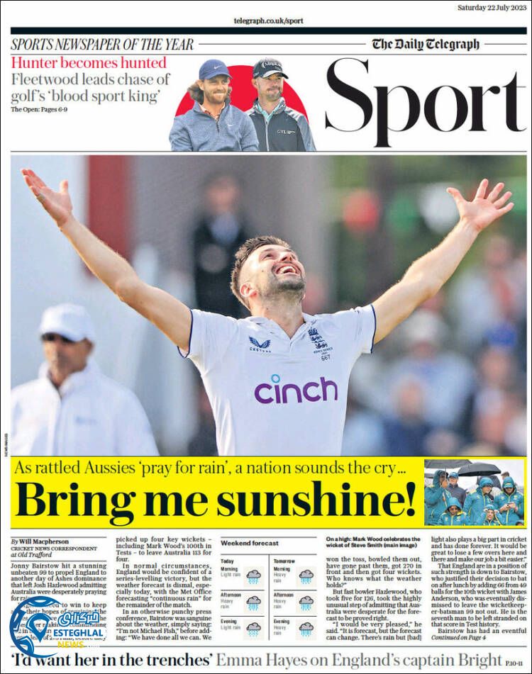 روزنامه ورزشی تلگراف اسپورت شنبه 31 تیر 1402 