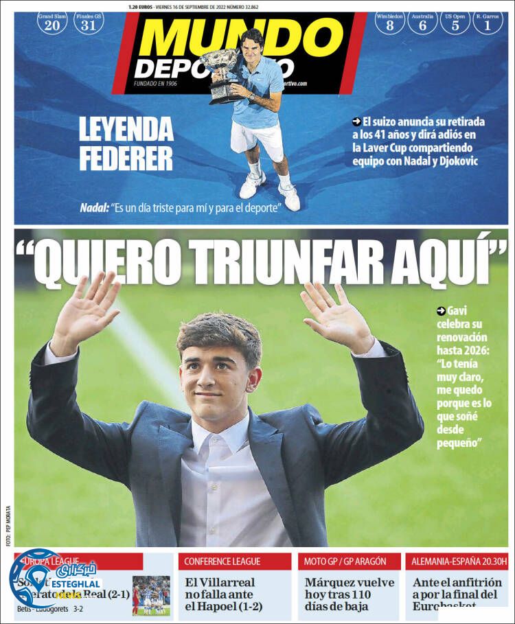 روزنامه ورزشی موندو دپورتیوو جمعه 25 شهریور 1401 