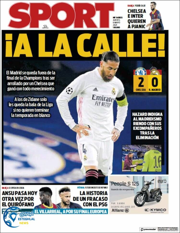 روزنامه ورزشی اسپورت پنجشنبه 16 اردیبهشت 1400