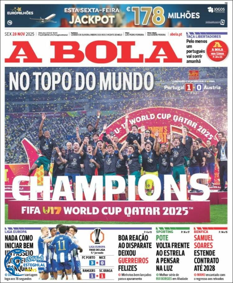 روزنامه  ورزشی آبولا جمعه 7 آذر 1404 