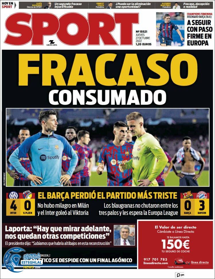 روزنامه ورزشی اسپورت پنجشنبه 5 آبان 1401 