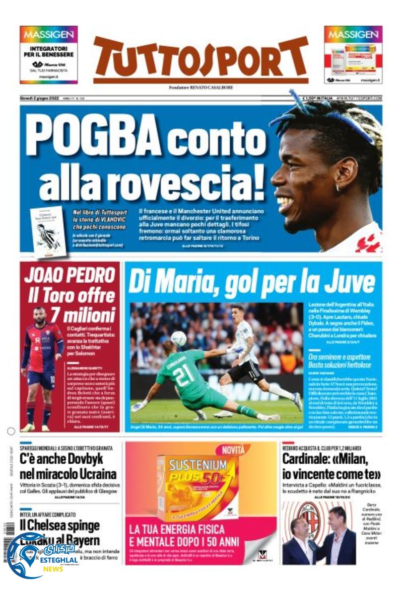 روزنامه ورزشی توتو اسپورت پنجشنبه 12 خرداد 1401