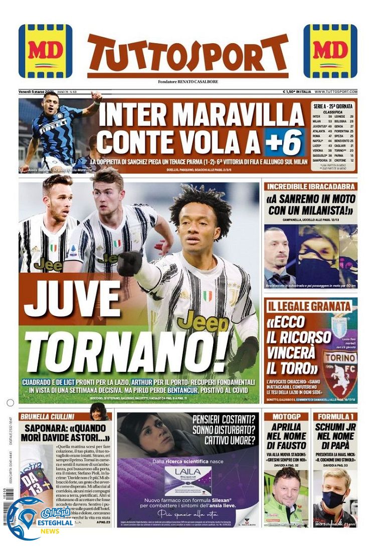 روزنامه ورزشی توتو اسپورت جمعه 15 اسفند 1399