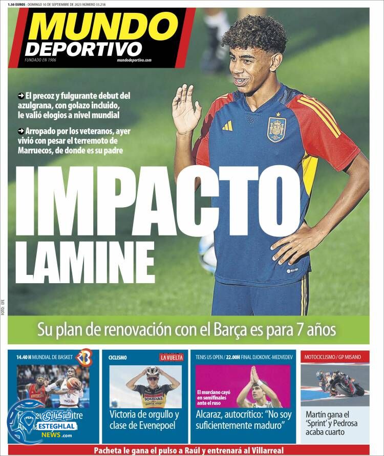 روزنامه ورزشی موندو دپورتیوو یکشنبه 19 شهریور 1402 