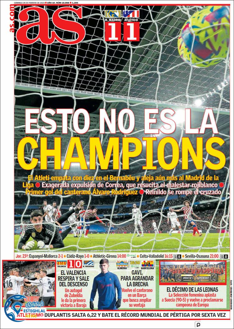 روزنامه ورزشی آ اس یکشنبه 7 اسفند 1401 