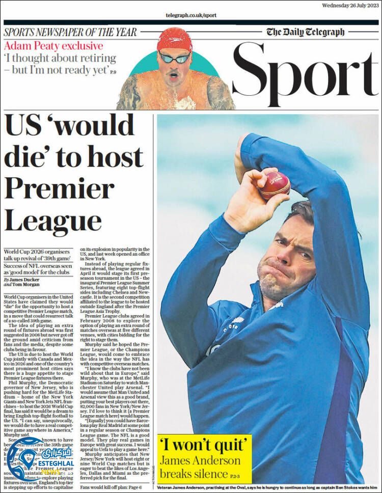 روزنامه ورزشی تلگراف اسپورت چهارشنبه 4 مرداد 1402