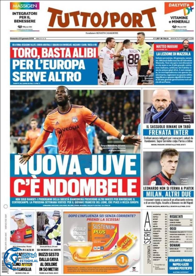 روزنامه ورزشی توتو اسپورت یکشنبه 30 دی 1397