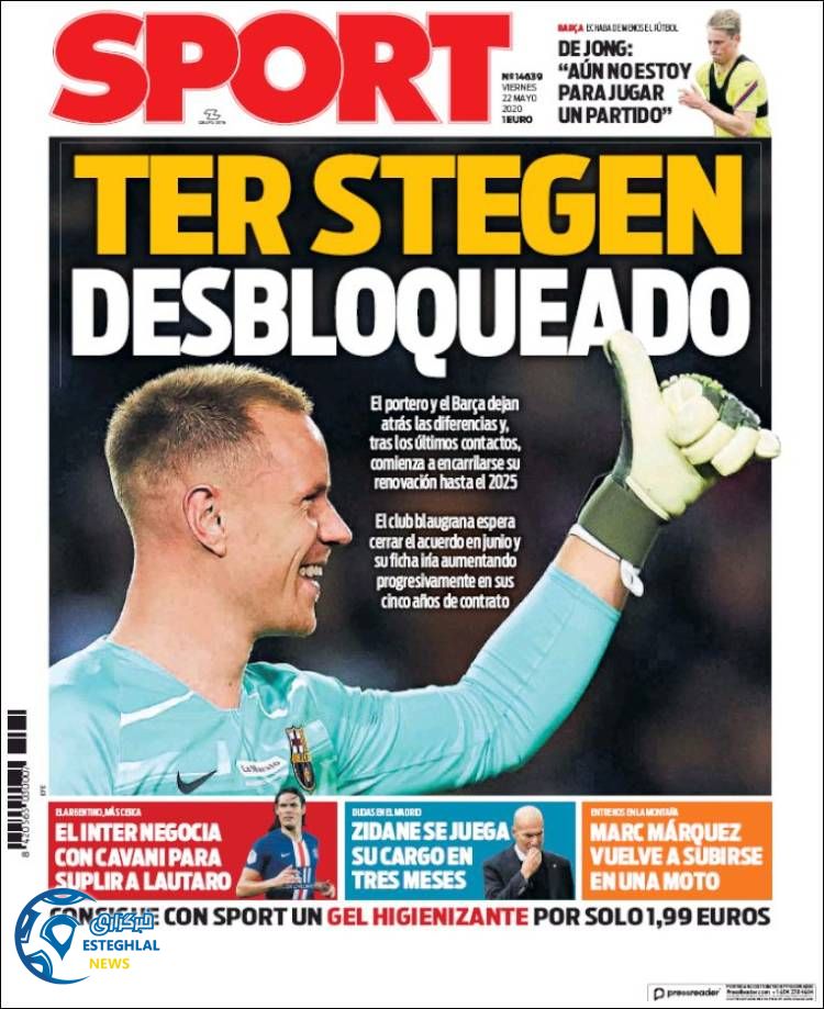 روزنامه ورزشی اسپورت جمعه 2 خرداد 1399