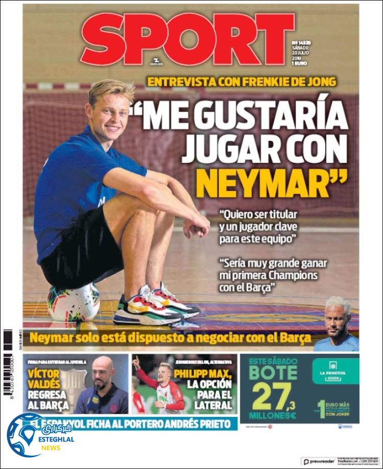 روزنامه  ورزشی اسپورت شنبه 29 تیر 1398