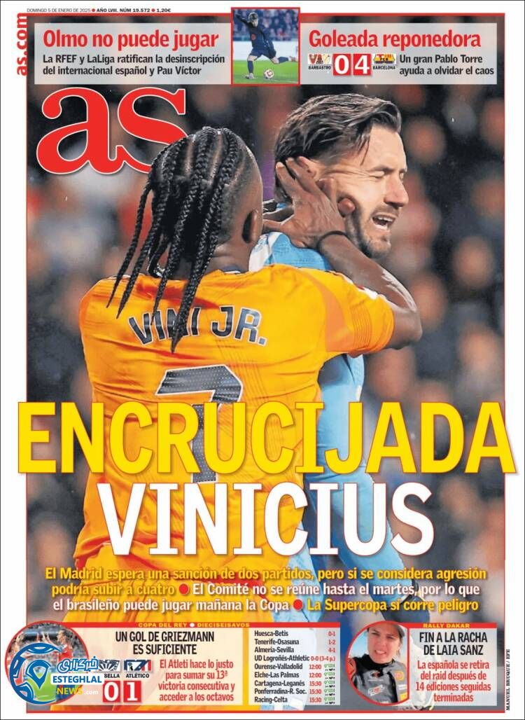 روزنامه  ورزشی آ اس یکشنبه 16 دی 1403 