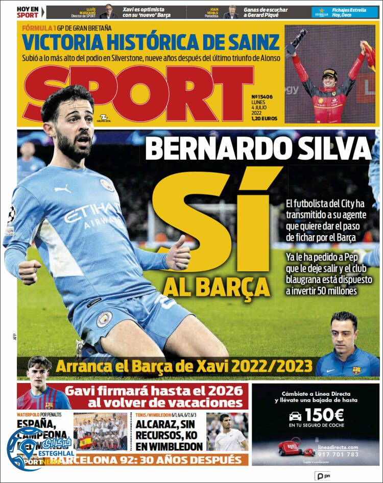 روزنامه ورزشی اسپورت دوشنبه 13 تیر 1401