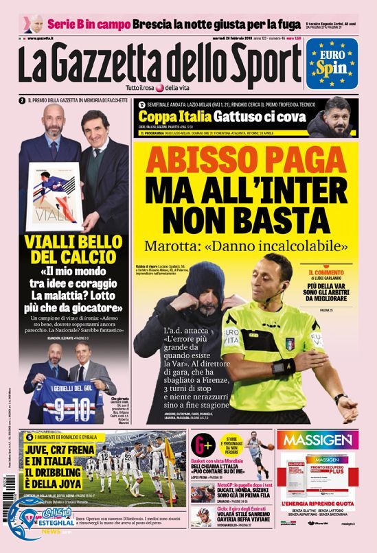 روزنامه ورزشی گاتزتا دلو اسپورت سه شنبه 7 اسفند 1397