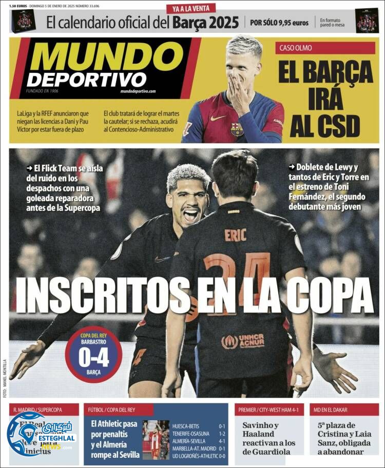 روزنامه  ورزشی موندو دپورتیوو یکشنبه 16 دی 1403 