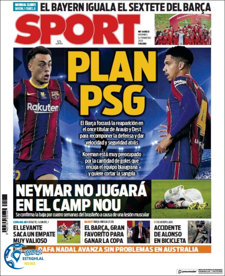 روزنامه ورزشی اسپورت جمعه 24 بهمن 1399