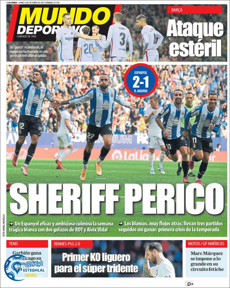 روزنامه ورزشی موندو دپورتیوو دوشنبه 12 مهر 1400