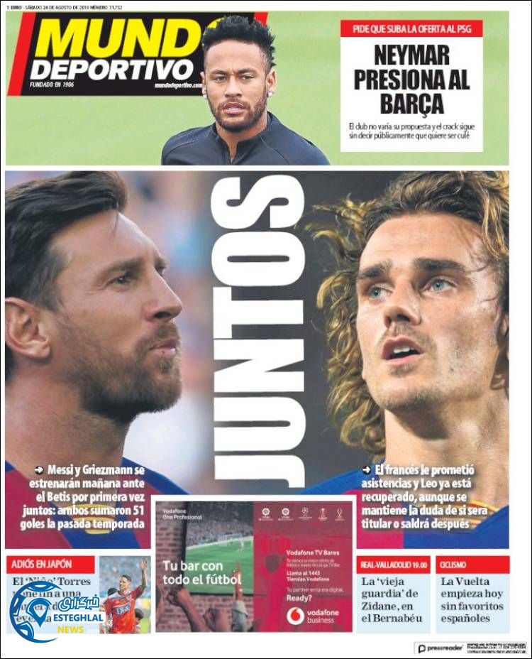 روزنامه ورزشی موندو دپورتیوو شنبه 2 شهریور 1398