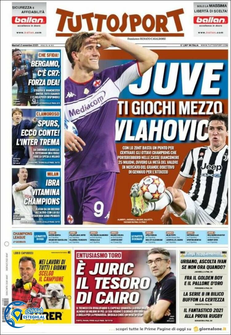 روزنامه ورزشی توتو اسپورت سه شنبه 11 آبان 1400