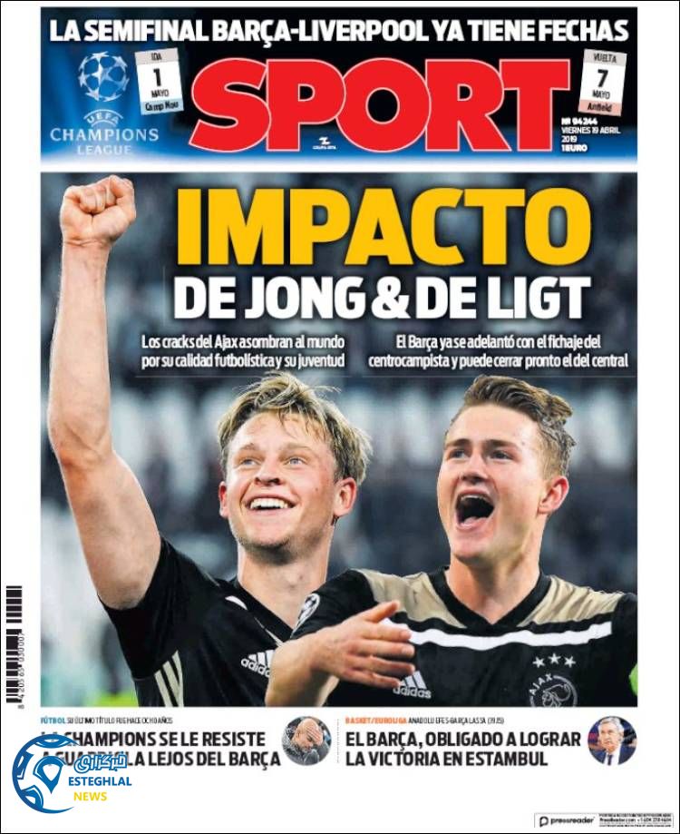 روزنامه ورزشی اسپورت جمعه 30 فروردین 1398